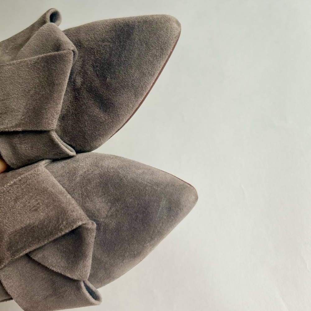 Linea Paolo Grey Suede Genuine Leather Point Toe Bow Mules size 7 - Picture 10 of 14